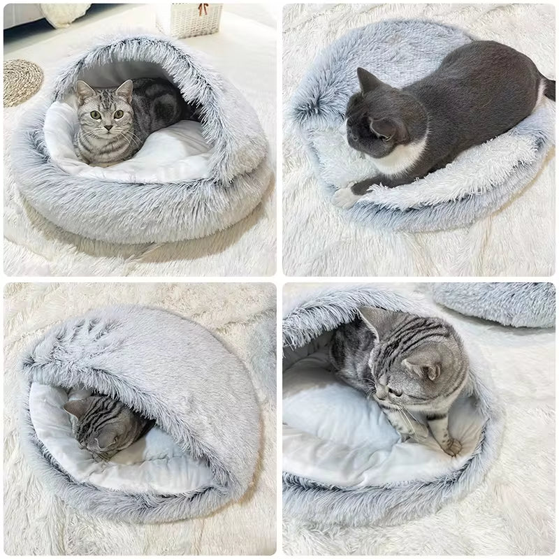 Winter Long Plush Cat Bed 