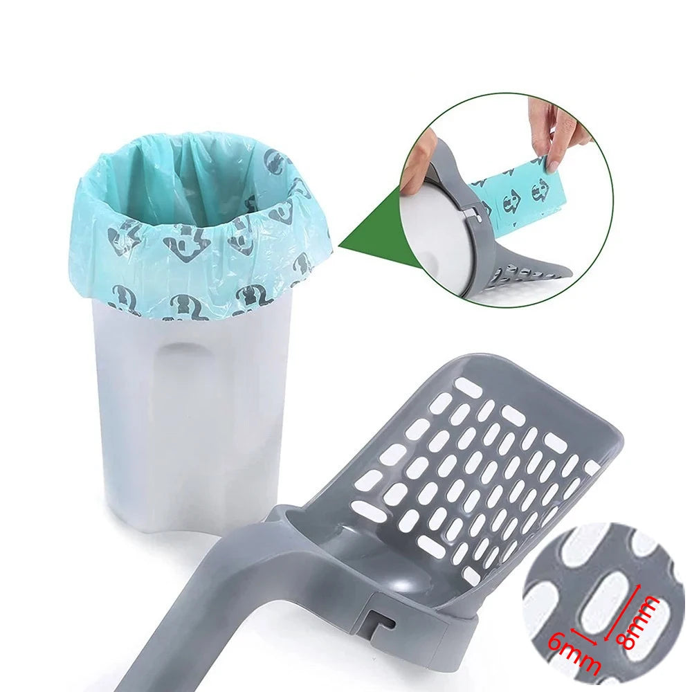 🐾 Cat Litter Shovel with Built-In Trash Can 🧼