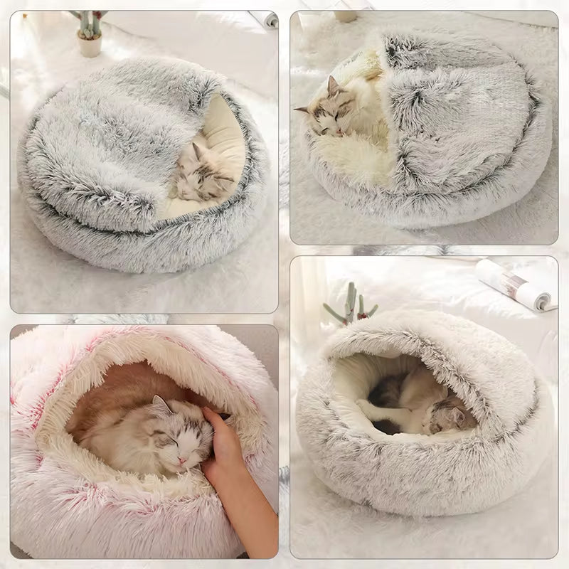 Winter Long Plush Cat Bed 