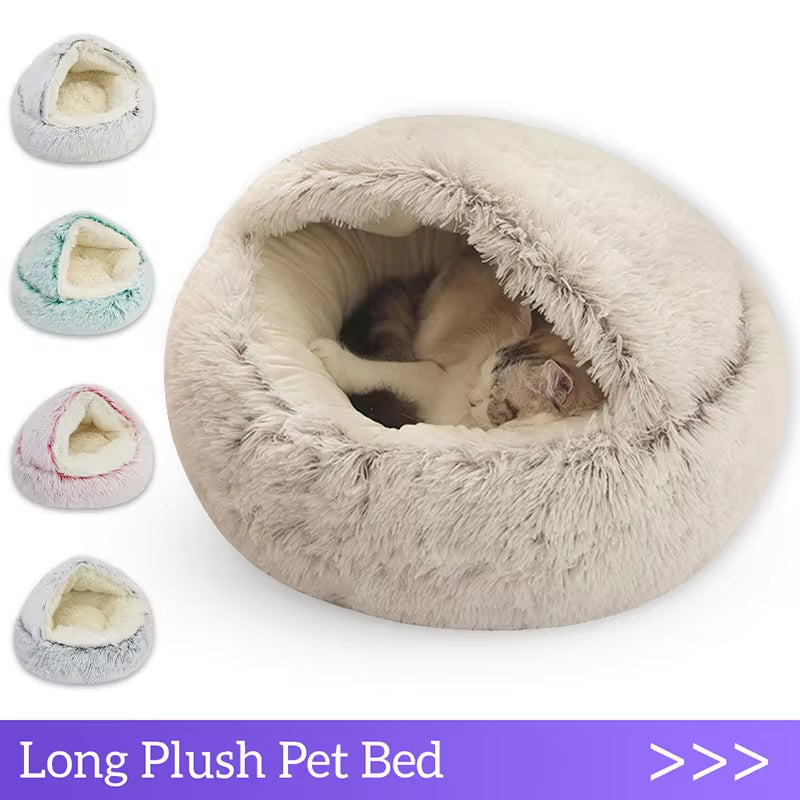 Winter Long Plush Cat Bed 