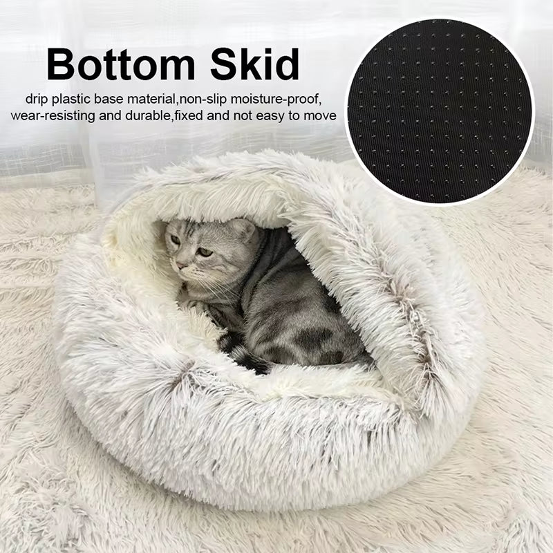 Winter Long Plush Cat Bed 